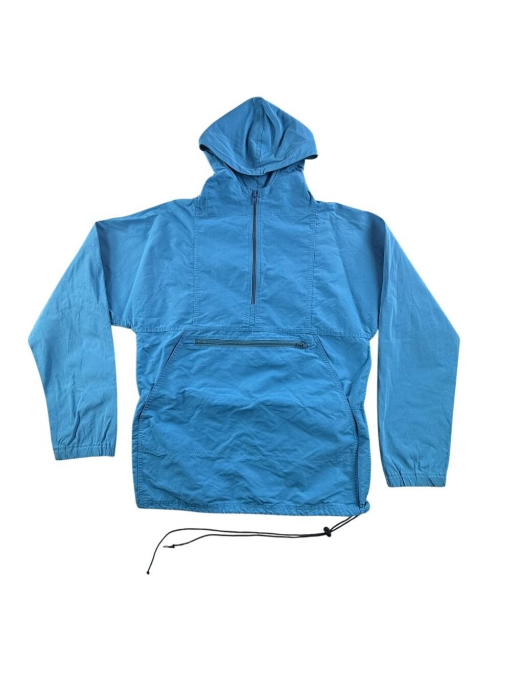 Vintage Woolrich Jacket Mens Small Blue Nylon Hooded 1/4 Zip Anorak USA Pullover